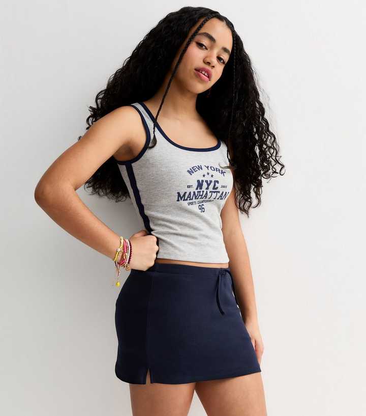 Girls Navy Jersey Skort