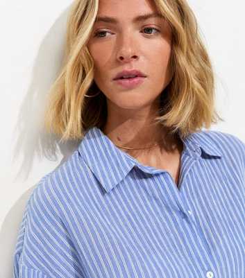 Blue Cotton Striped Long Sleeve Shirt