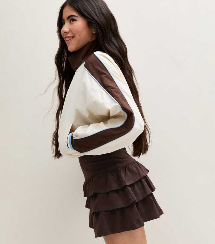 Girls Dark Brown Jersey Tiered Rara Skort