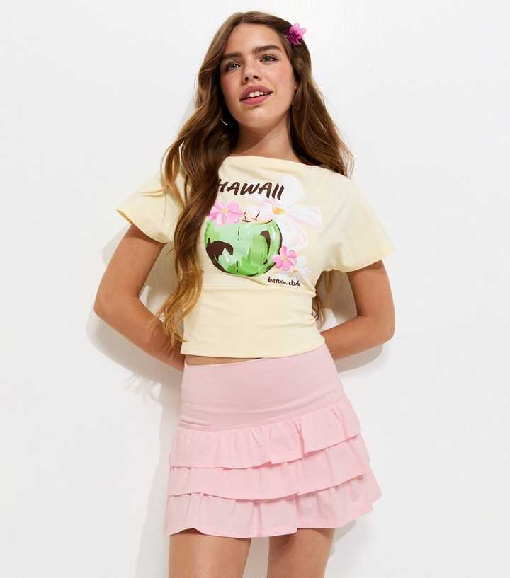 Girls Light Pink Jersey Tiered Rara Skort