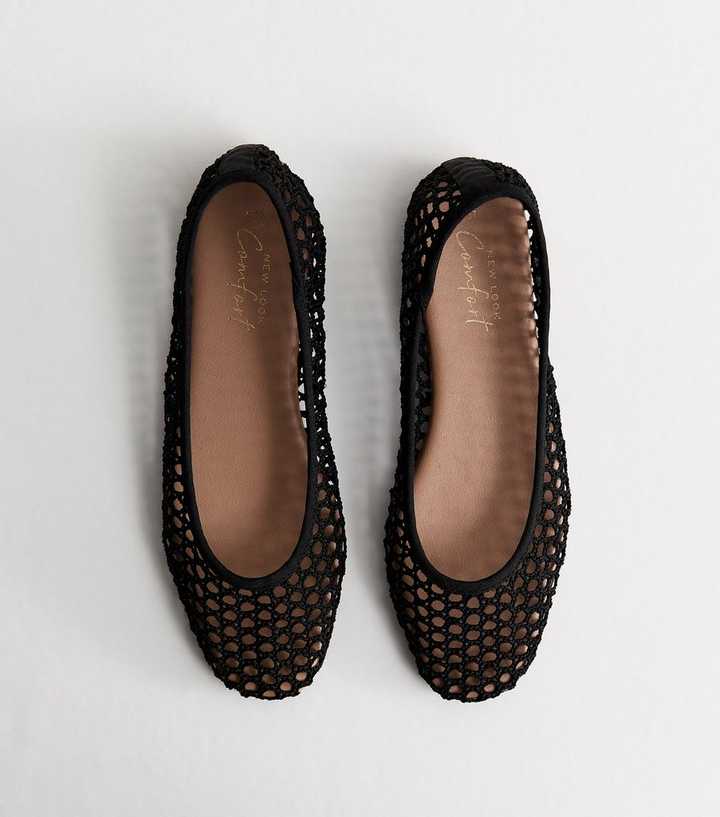 Black Mesh Ballet Pumps
