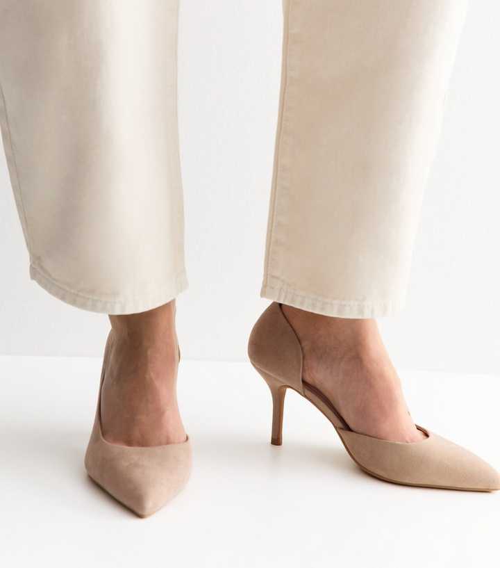 Wide Fit Light Brown Faux Suede D'Orsay Court Shoes