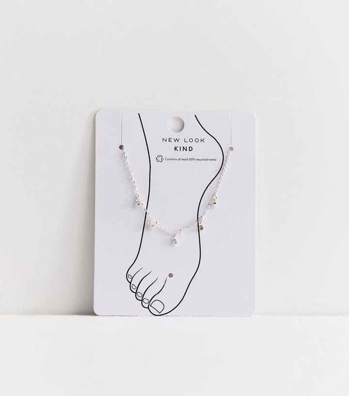 Silver Tone Diamanté Charm Anklet
