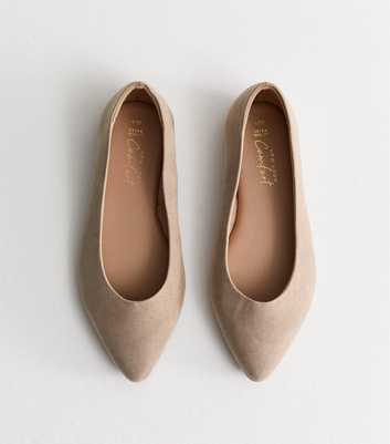 Extra Wide Fit Light Brown Faux Suede Pointed Pumps