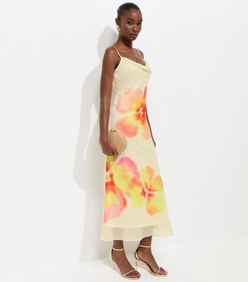 sachin and babi light blue dress New Look Cream Polka Dot Ruffle Trim Chiffon Midi Dress main image 0