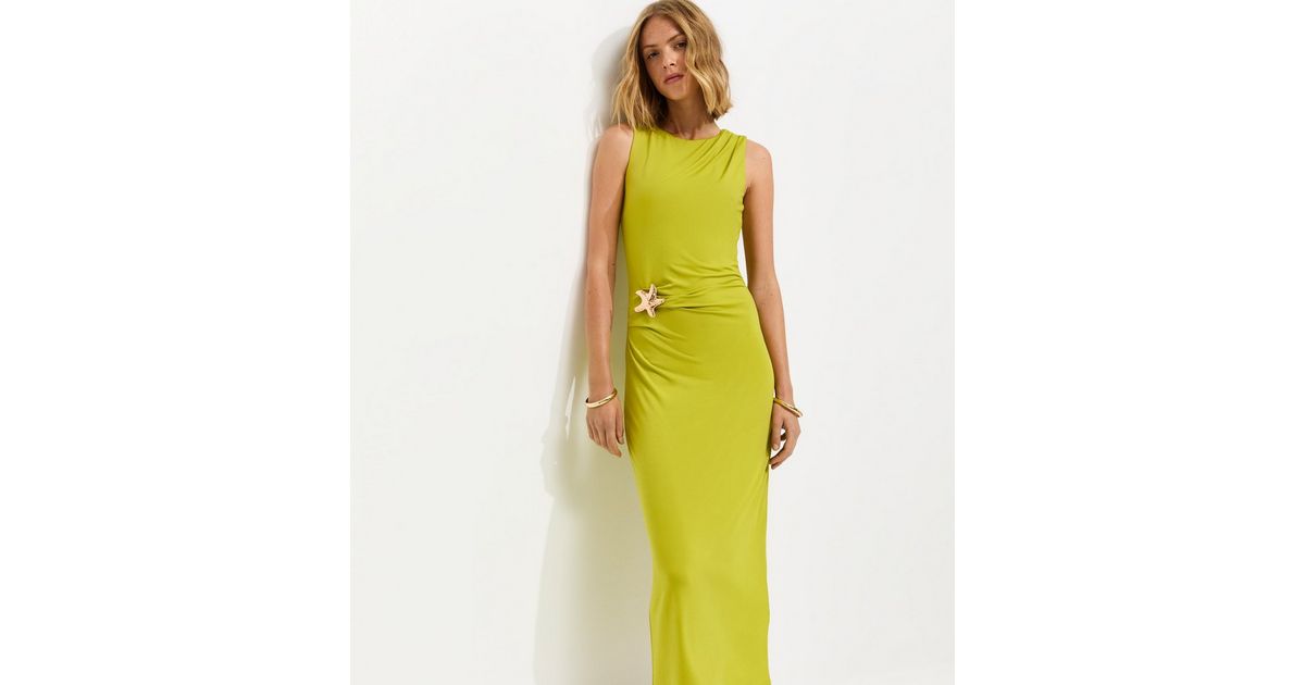 Bright Green Starfish Charm Racerback Midi Dress | New Look