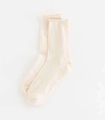 Cream Frill Top Pointelle Ankle Socks