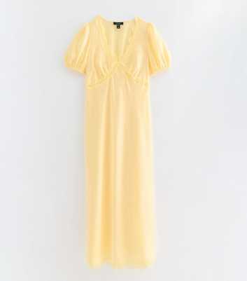 Maternity Yellow Lace Trimmed Satin Midi Tea Dress