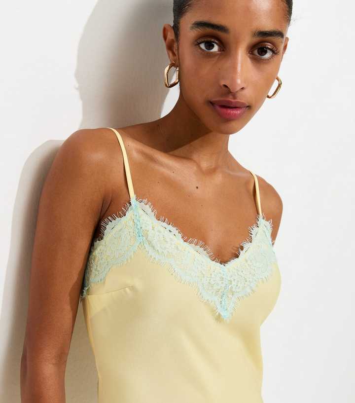 Yellow Contrast Lace Midi Dress | New Look