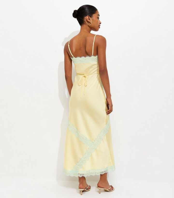 Yellow Contrast Lace Midi Dress | New Look