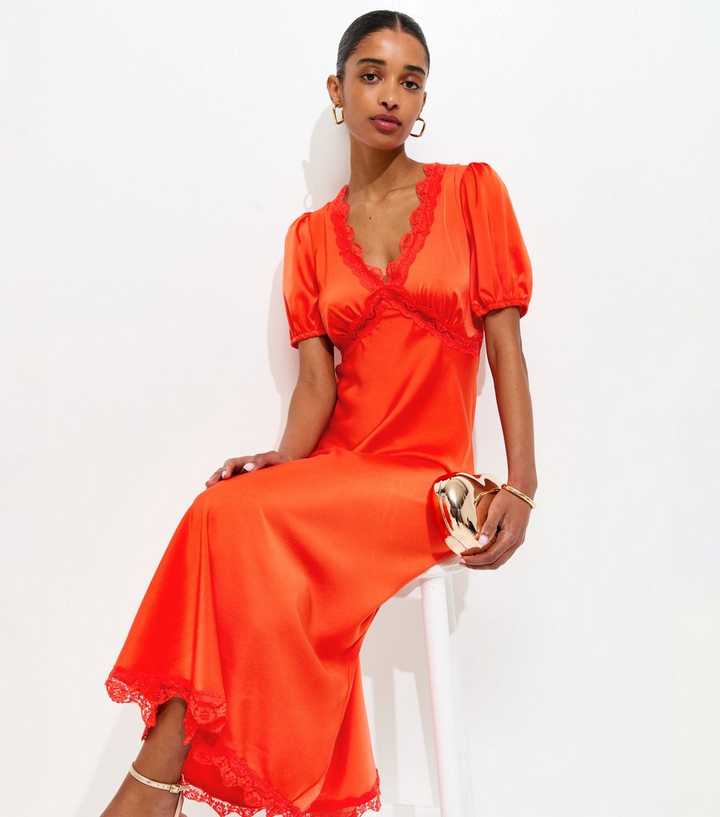 knee length dresses for ladies Malia Red Lace Detail Mini Dress - US 14