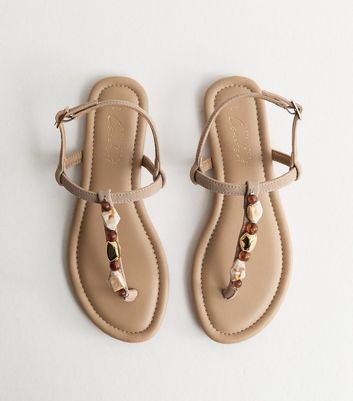 Stone Faux Suede Embellished Strap Sandals