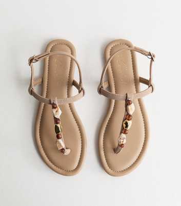 Stone Faux Suede Embellished Strap Sandals