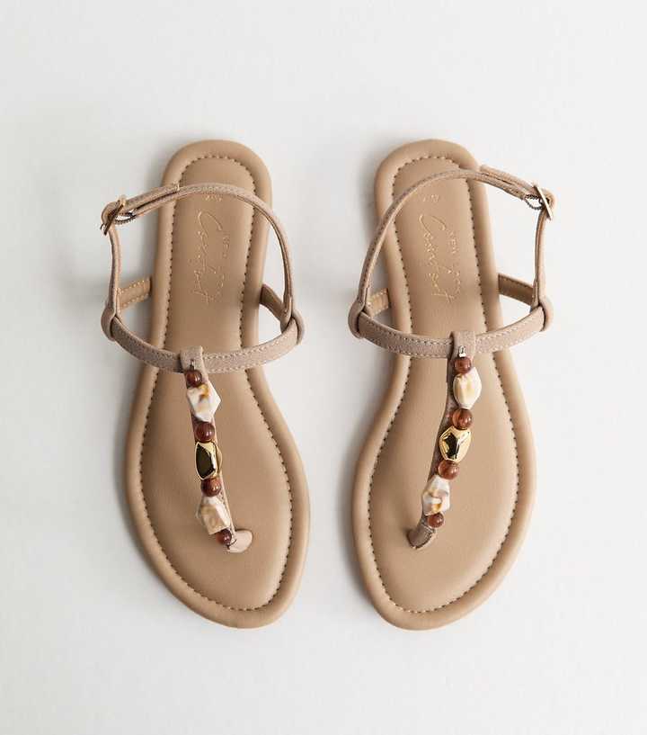 Stone Faux Suede Embellished Strap Sandals