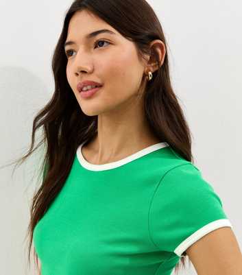 Bright Green Contrast Trim Baby Tee T-Shirt