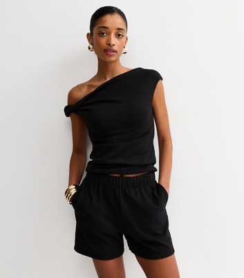 Black Textured Shorts