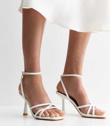 White Faux Leather Strappy Sandals
