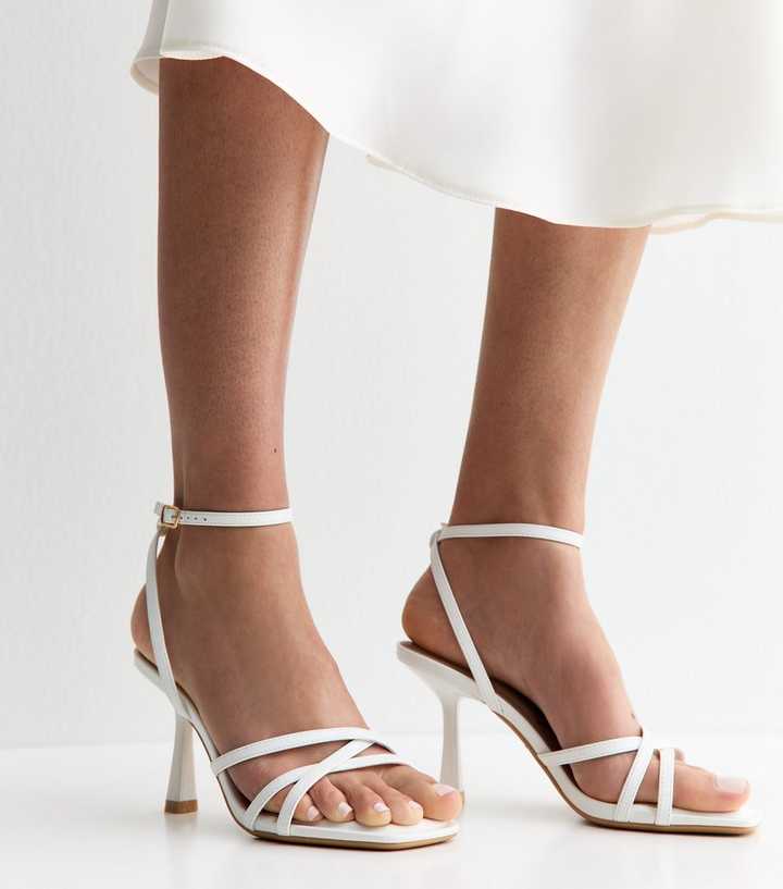 White Faux Leather Strappy Sandals