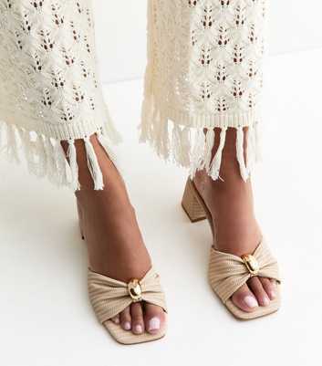 Off White Woven Metal Trim Mules