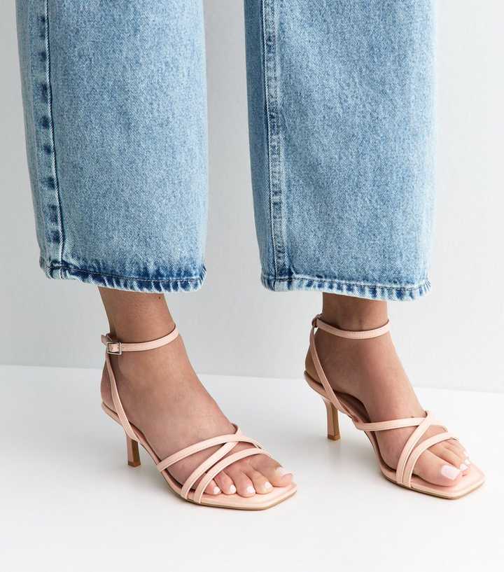 Wide Fit Light Pink Faux Leather Sandals