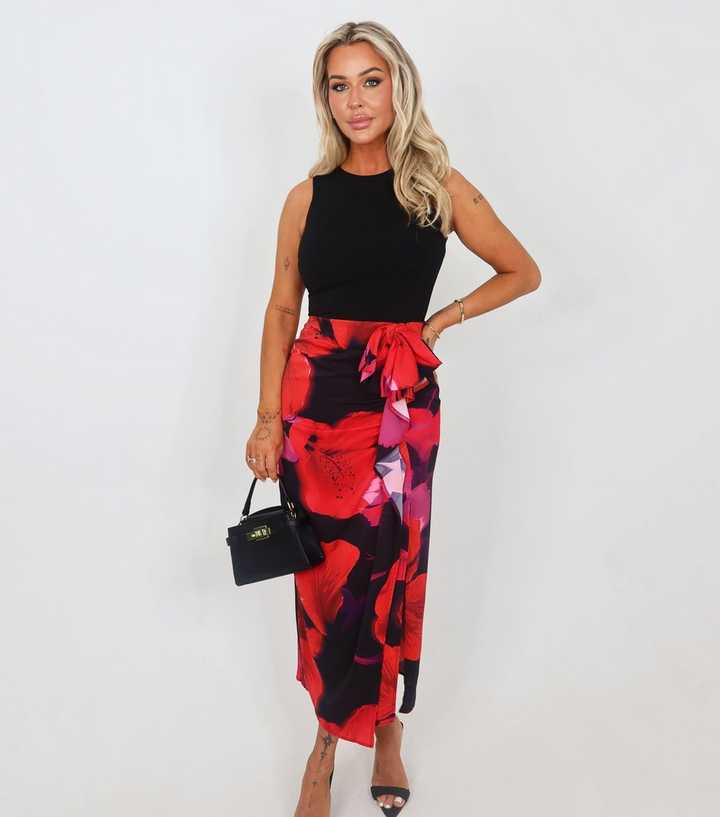 AX Paris Red Floral Sleeveless Midi Dress