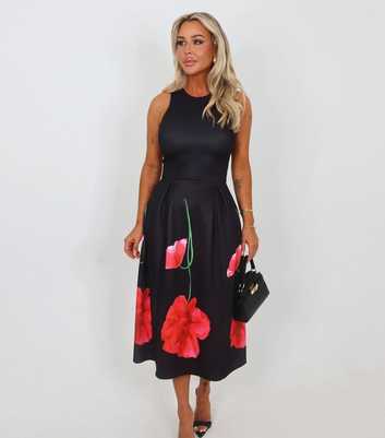 AX Paris Black Floral A-Line Midi Dress