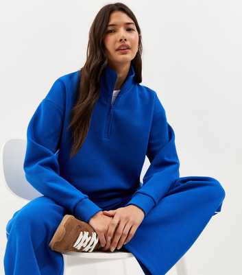 Bright Blue 3/4 Zip Front Sweatshirt