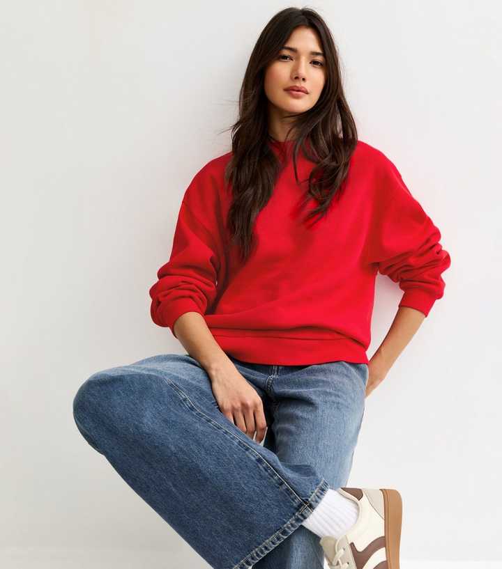 Bright Red Crew Neck Sweatshirt