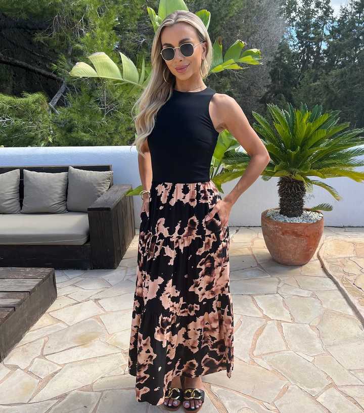 AX Paris Black Abstract Print 2 In 1 Midi Dress
