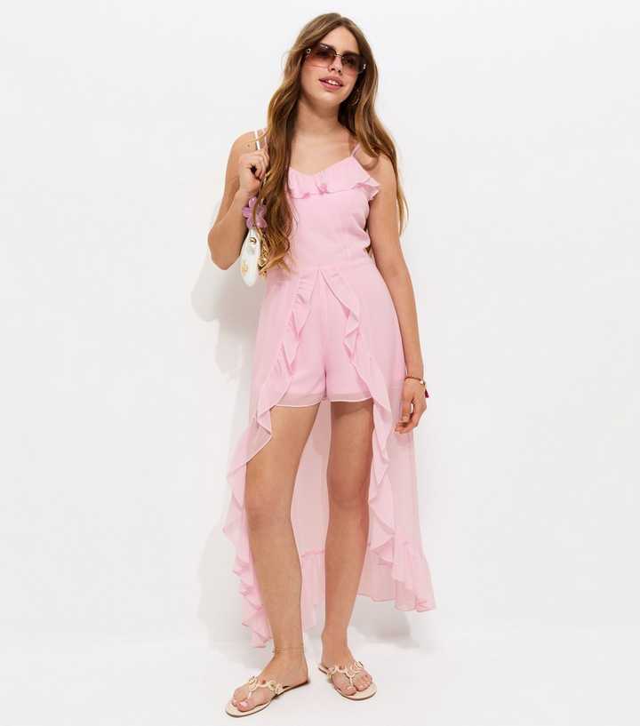 Girls Light Pink Chiffon Walkthrough Playsuit