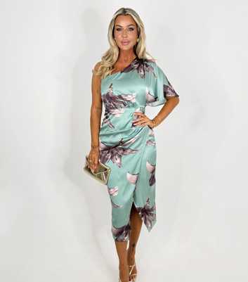 AX Paris Mint Floral One Sleeve Midi Dress