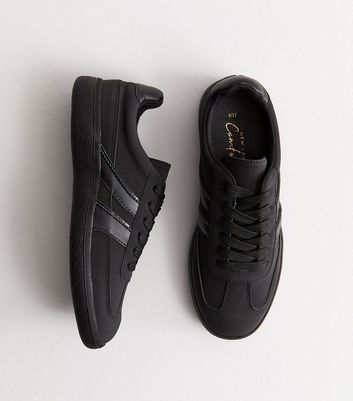 black leather plimsolls womens