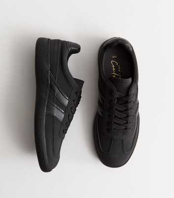 Black Faux Suede Lace Up Trainers