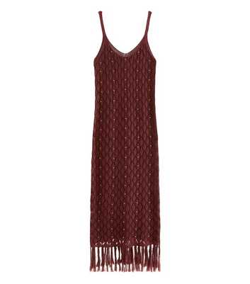 Brown Bead Crochet Tassle Maxi Beach Dress