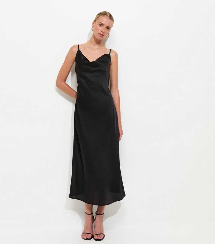 Black Satin Slip Dress | New Look