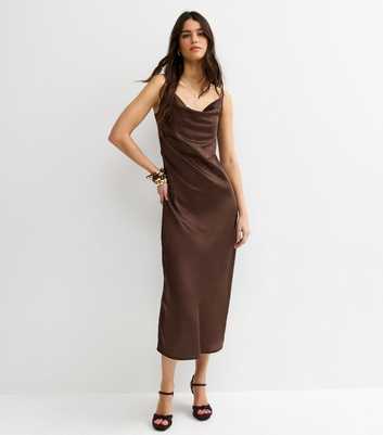 Dark Brown Satin Slip Dress