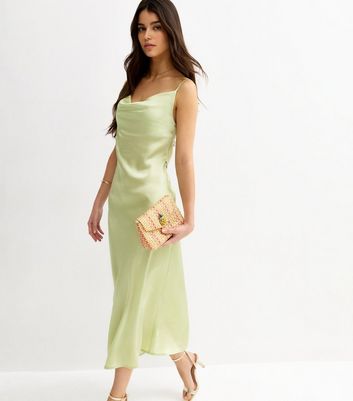 pastel green slip dress Light Satin Green satin dress zara