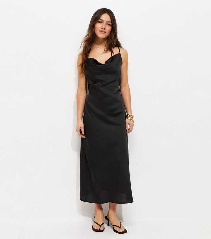petite slip dress midi Warehouse Women's Petite Premium Burnout Cowl Neck Strappy Festival Midi Slip Dress in Blue