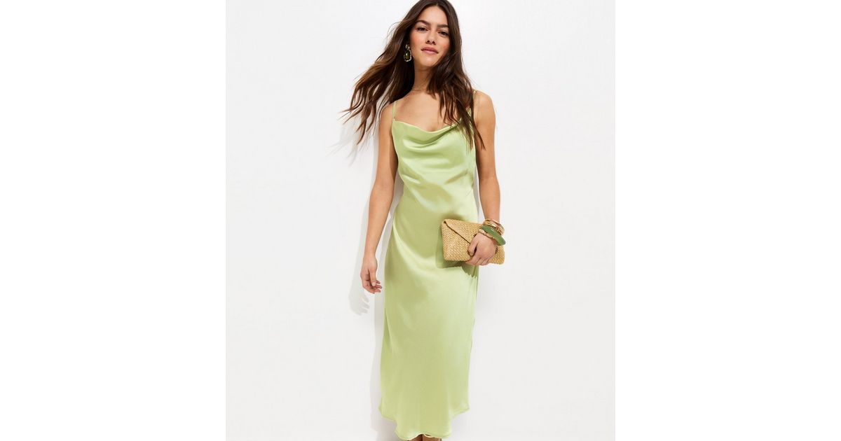 slim fit dress slacks Semi-Formal Forest Green Slip Dress with Slit main image 1