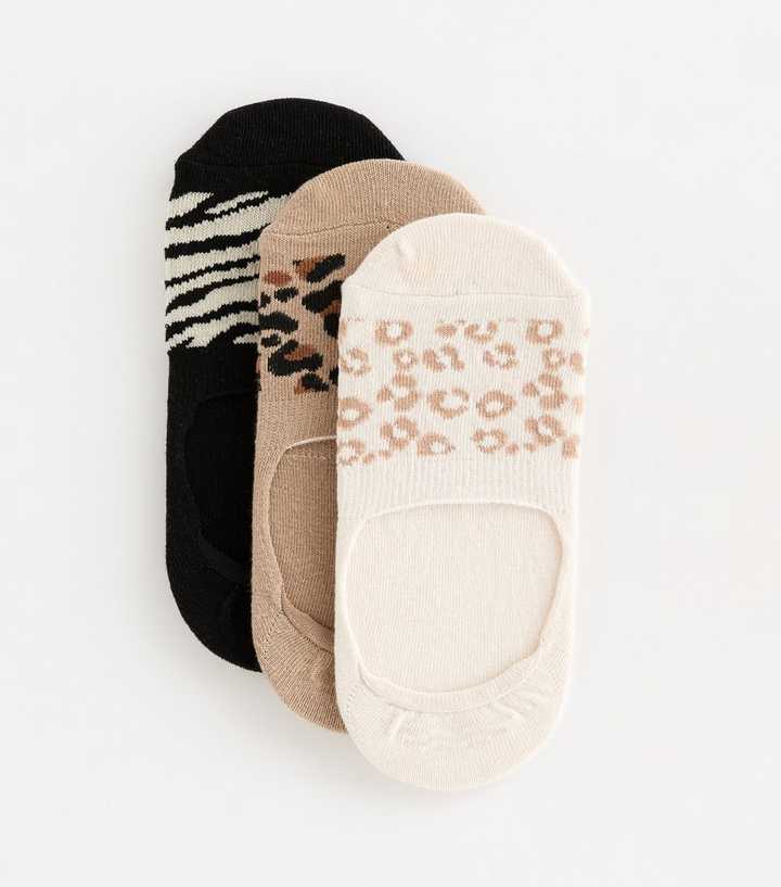 Pack of 3 Multicoloured Animal Pattern Invisible Socks