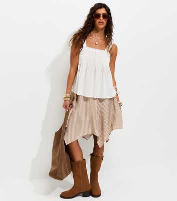 Stone Crinkle Texture Striped Handkerchief Hem Skirt