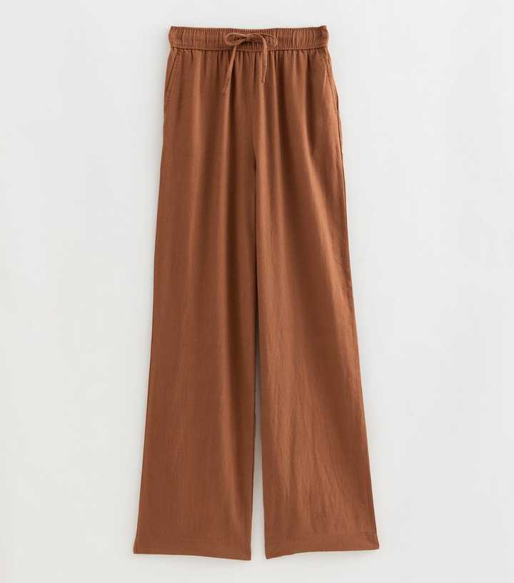 Tall Rust Linen Rich Wide Leg Trousers