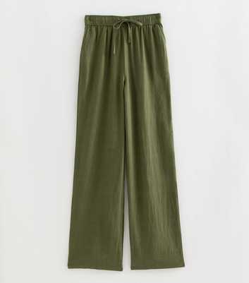 Tall Light Khaki Linen Rich Wide Leg Trousers