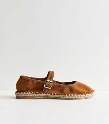 Tan Faux Suede Espadrille Flats