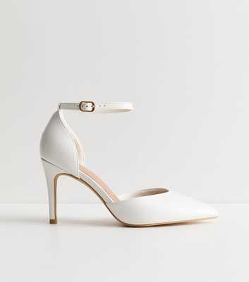 Extra Wide Fit White Ankle Strap Court Shoes