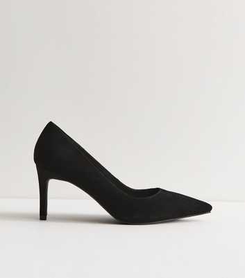 Premium Black Real Suede Pointed Toe Court Shoes
