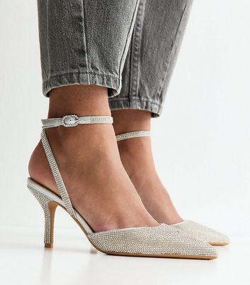 Silver Diamanté Embellished Court Shoes