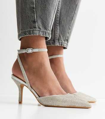 Silver Diamanté Embellished Court Shoes
