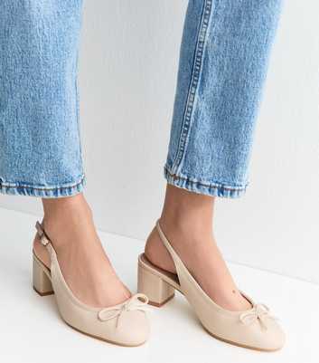 Wide Fit Off White Faux Leather Slingback Ballerina Pumps