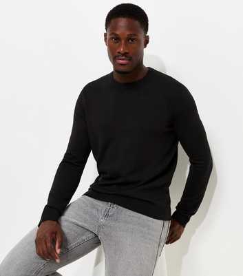 Black Slim Fit Knitted Crew Neck Jumper